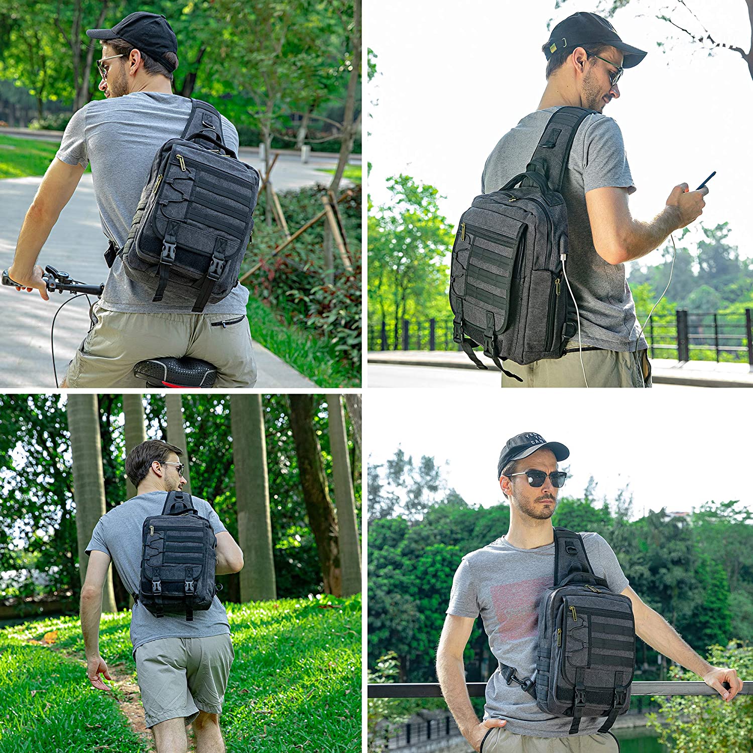 Nicgid Sling Bags Chest Shoulder Backpacks， 13.3'' 14.1'' Laptop Backpack Crossbody Messenger Bag Travel Outdoor Men Women - Image 7